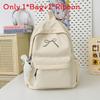 Bow Embroidery Ribbon Nylon Backpack Large Capacity Laptop Schoolbag Fashion