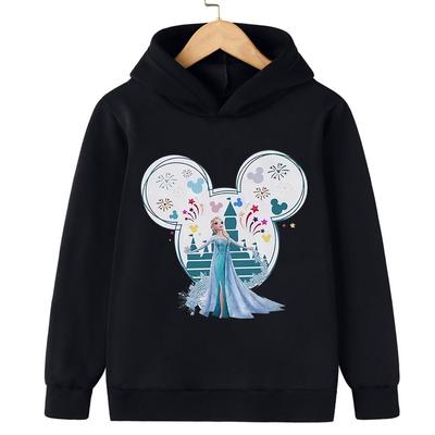 Disney Princess Elsa Printed Children's Sweaters for Boys Girls Autumn Winter Casual Pullover Hoodies
