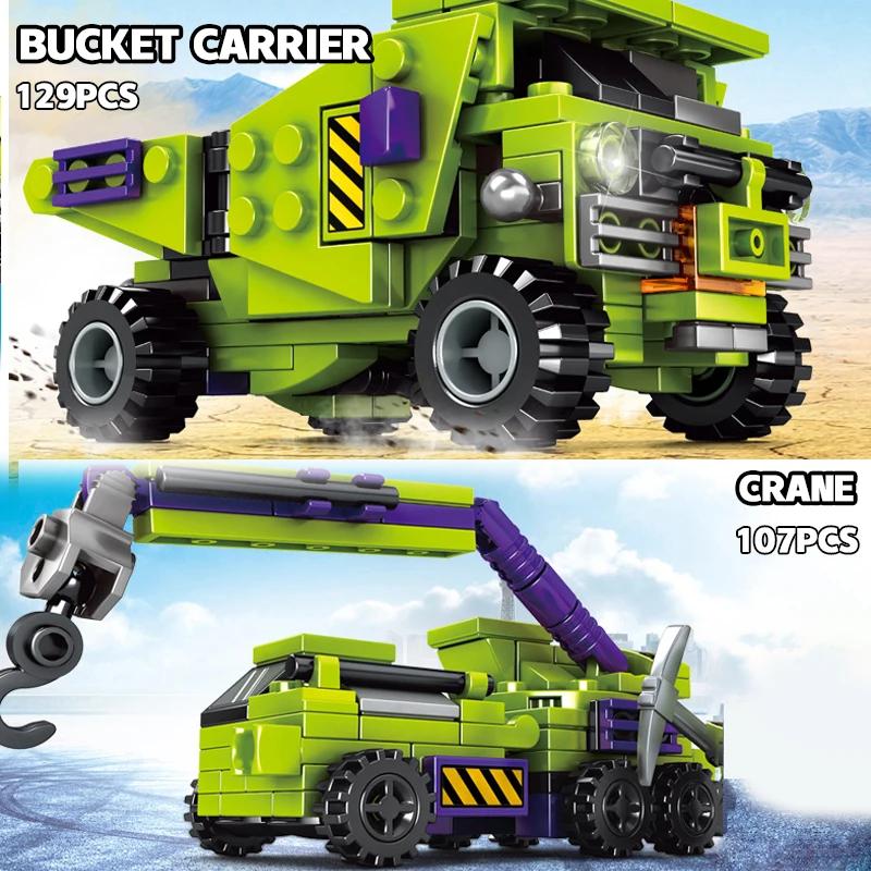 Non-Toxic 6 In 1 Deformation Car Assembly Building Blocks Transformation Rotots Vehicle Bricks Action Figure Children Puzzle Toys Gifts