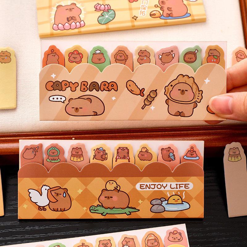 Cartoon Capybara Sticky Notes for Students - Cute Index Marker Stickers