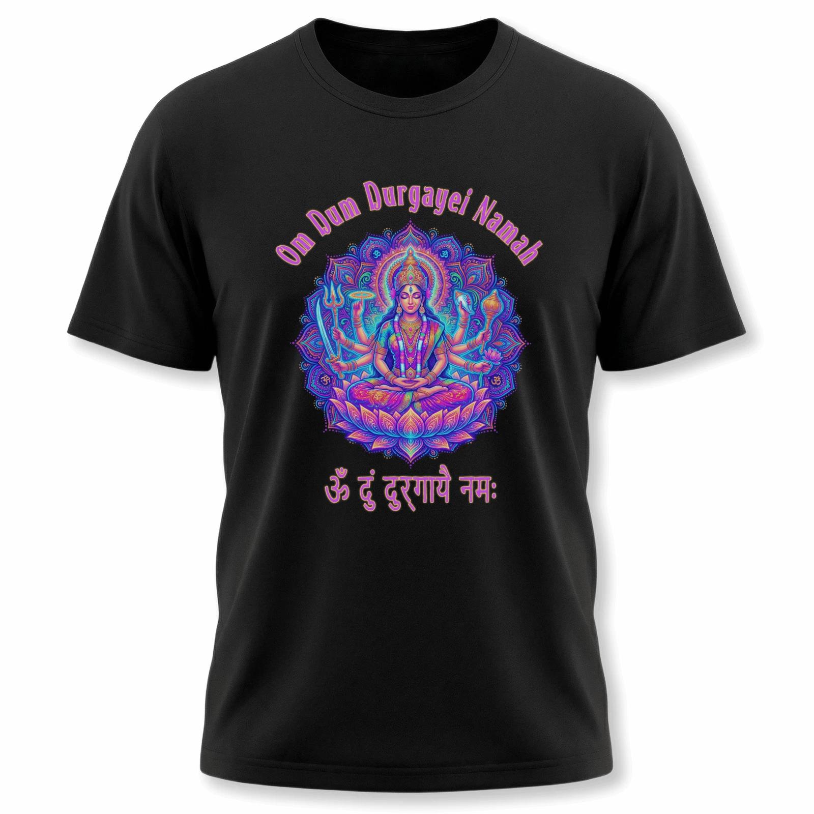 Vibrant Durga Goddess T-Shirt | Om Dum Durgayei Namah Hindu Spiritual Tee XXXL