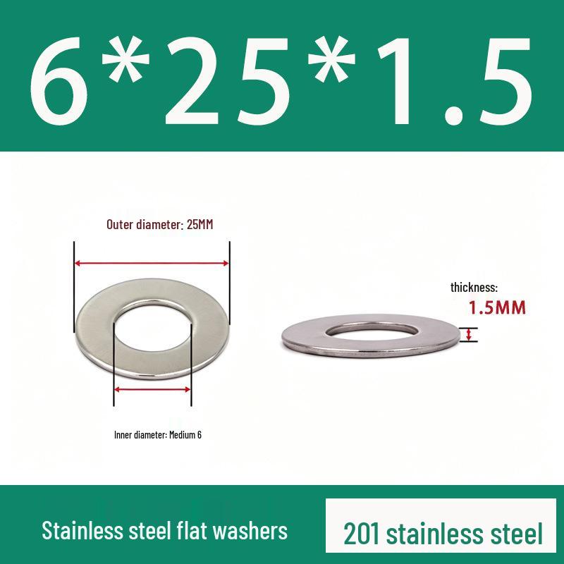 201 Stainless Steel Rust-proof Flat Washer - National Standard Hardware Fasteners with Complete Specifications, In Stock.