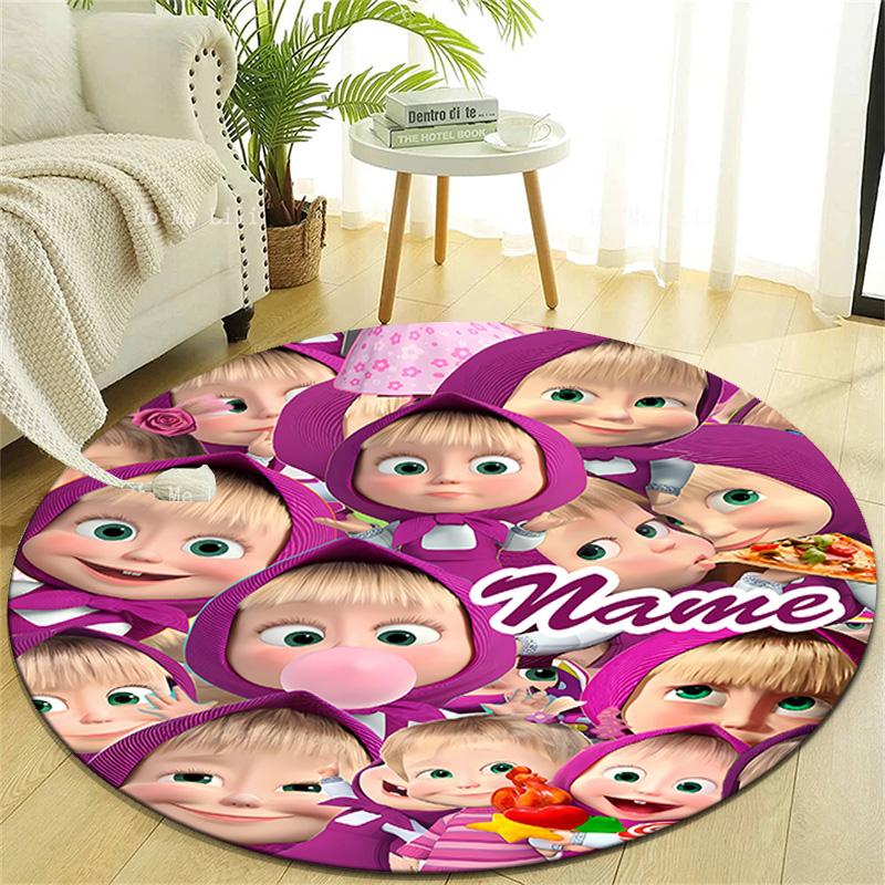 Personalized M-Masha and the Bear Round Chair Office Rug - Perfect for Mat, Office Chair & More - Ideal Gift for Birthdays and Holidays