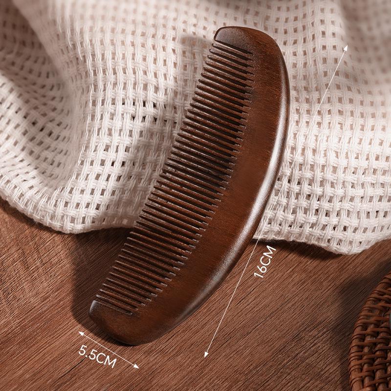 Sandalwood Wide-Tooth Comb - Anti-static Wooden Hair Comb for Men & Women, Portable Massage Brush for Straight Hair