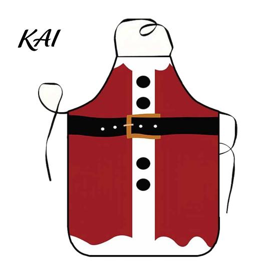 Holiday Housework Bib Christmas Apron with Santa Gingerbread Prints, Waterproof Oil Resistant Cooking Apron, Adjustable Tie for Kitchen Baking