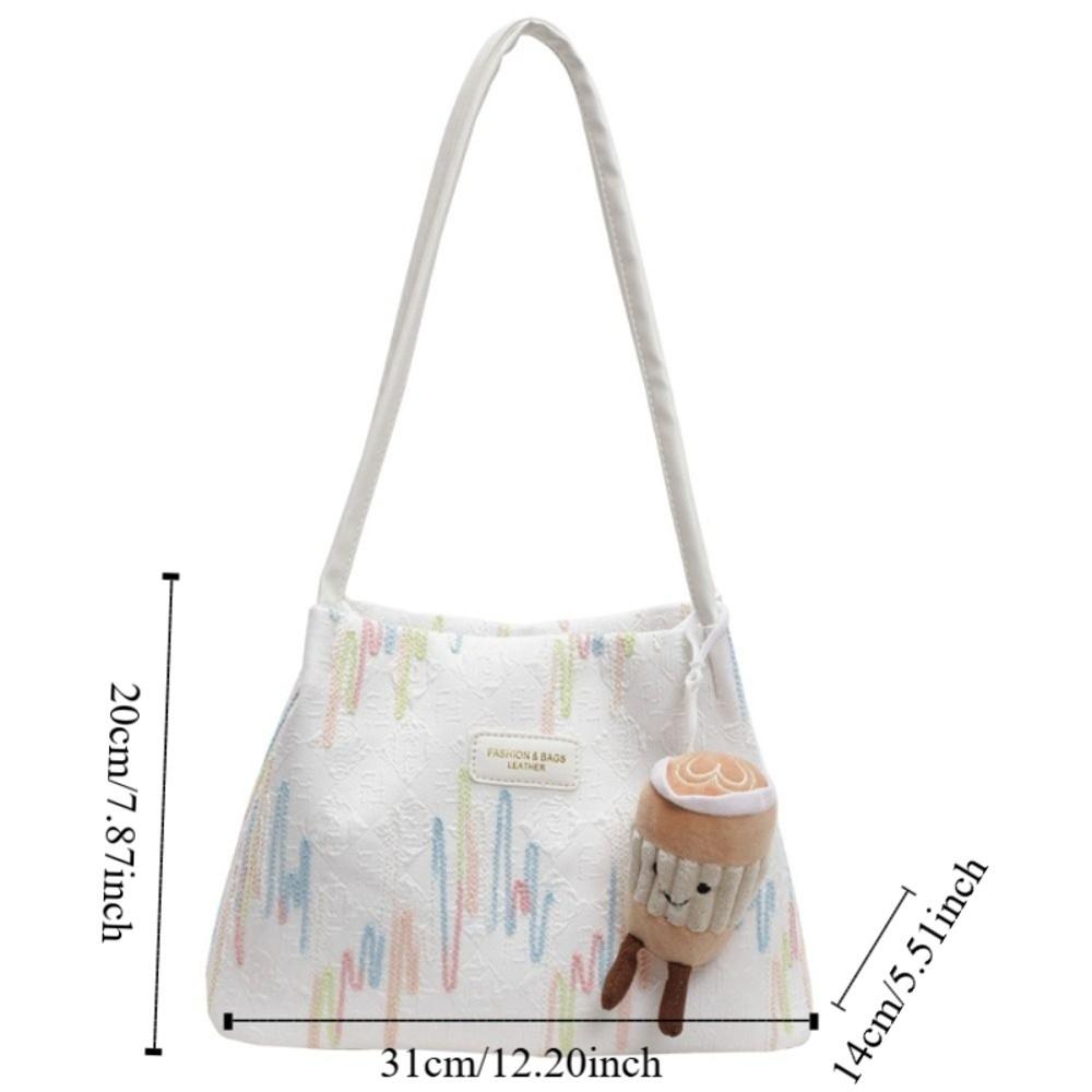 Large Capacity Shoulder Bag Women New Design Striped Tote Bag Nylon Underarm Bag  Office Worker