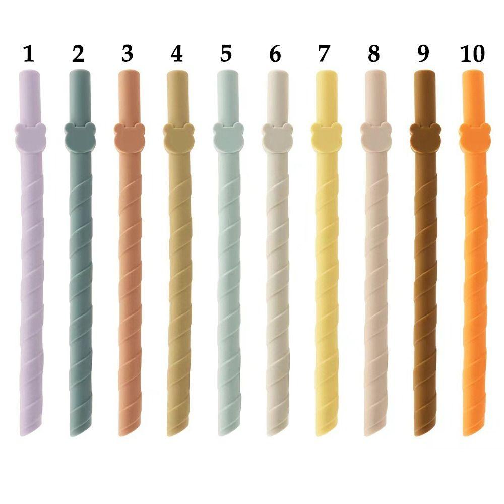 4Pcs Children's Milk Tea Straight Straws Food Grade Reusable Straws Creative Silicone Straws