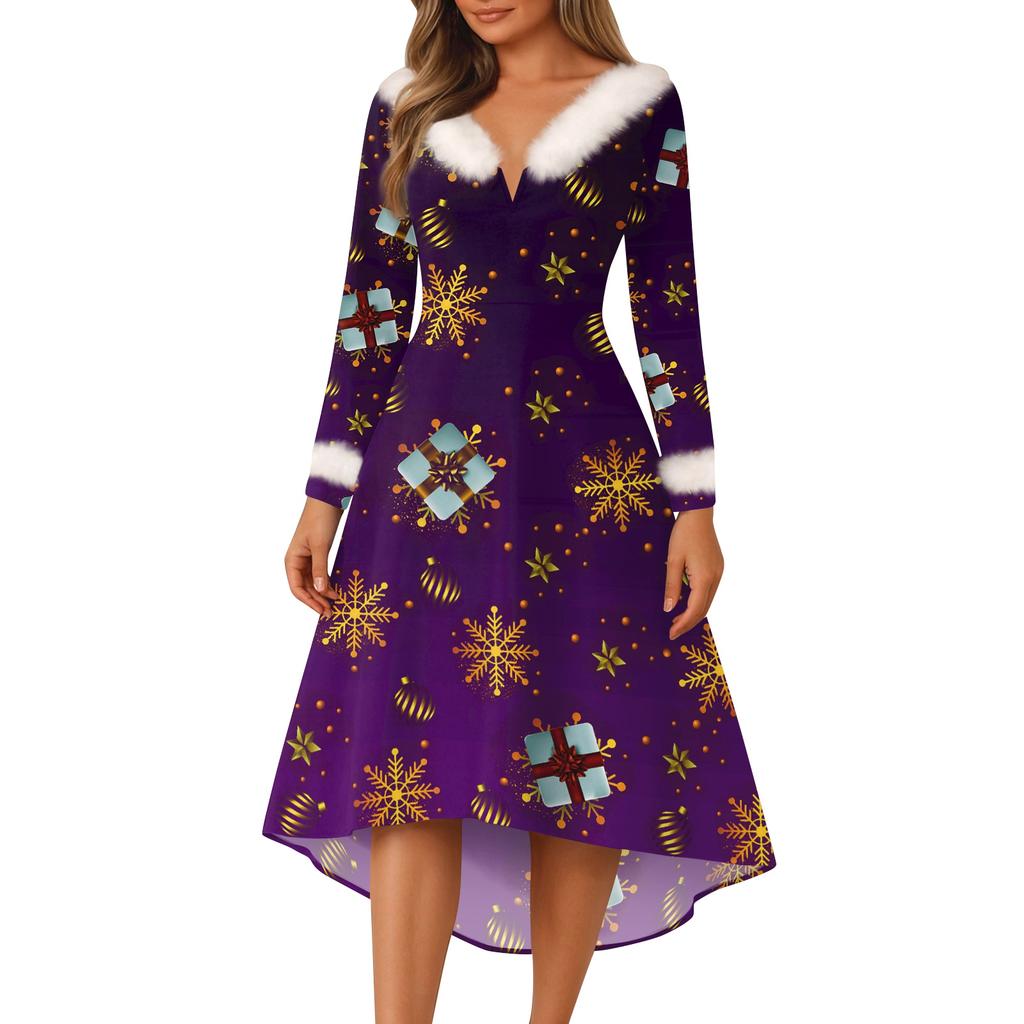 Sukienki na imprezę świąteczną z nadrukiem dla kobiet Vintage sukienka midi na Boże Narodzenie Sukienki codzienne Sukienka koktajlowa Sukienki na imprezę świąteczną