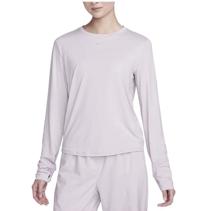 Nike Solid Color Round Neck Casual Long Sleeve T-Shirt Women Tops Grey Purple FN2802-019