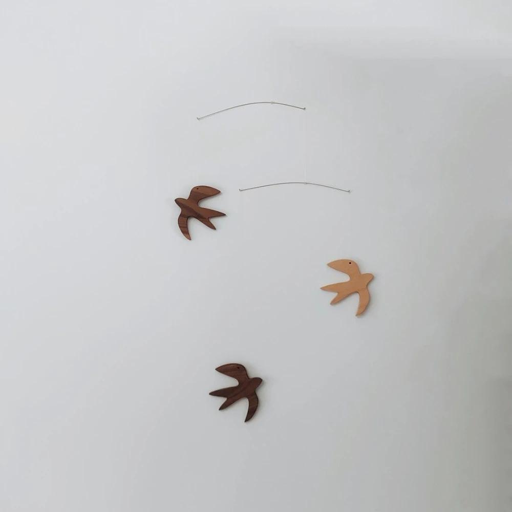 Aerial Swallow Solid Wood Balance Pendant Children's Room Decoration Kindergarten Gift for Children Ins Style Nordic Decorative