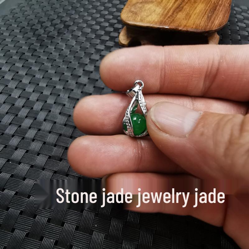 Taiwan Jade Lantern Green Quartzite Earrings and Pendant Set