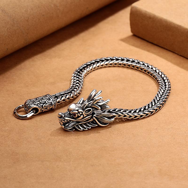 Retro Domineering Dragon Head Bracelet Men 'S Personality Versatile Dragon Year 'S Destiny Years Creative Hand Accessories