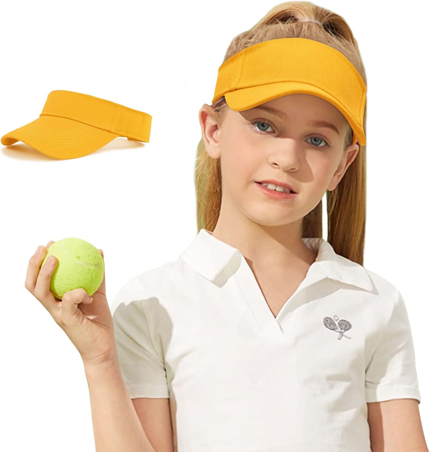 

2PC/1PC Century Star UPF 50+ Kids Visor Sun Hat Adjustable Girls High Ponytail Tennis Hat Sports Boys Running Golf Visor Cap 8-14 Years