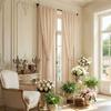 French Milk Tea Double Curtains Non-Punching Warp Knitted Lace Curtains Living Room Balcony Bedroom Finished Shading