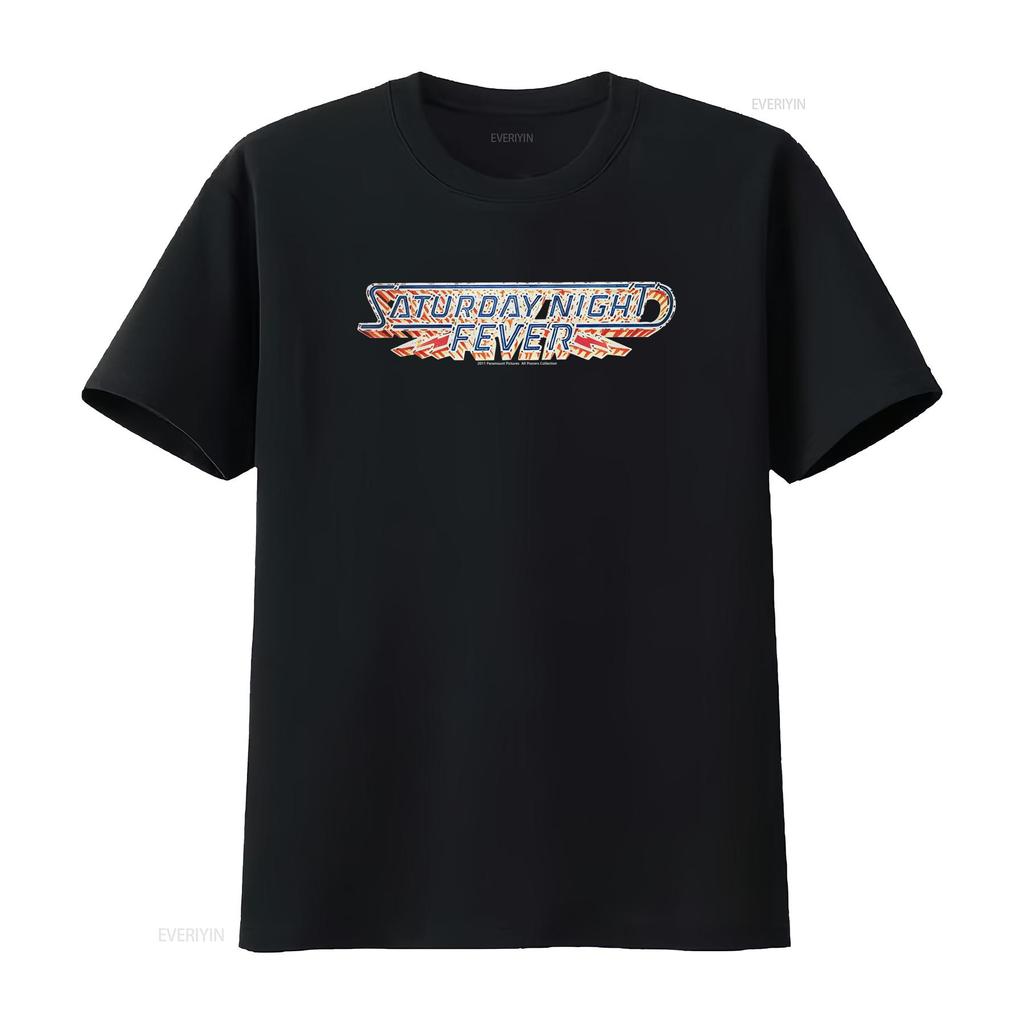 Saturday Night Fever Logo 70er Jahre Tanzfilm Inspiriertes T-Shirt Herren Lizenziert Tony Schwarz vintage gewaschen homme Designer-Kleidung