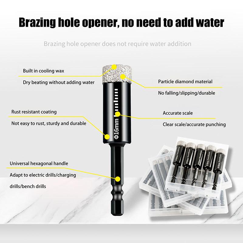 6-16Mm Hexagonal Shank Brazed Dry Ceramic Tile Drill Bit Granite Vitrified Tile Hole Opener Diamond Drill Bit Hole Saw