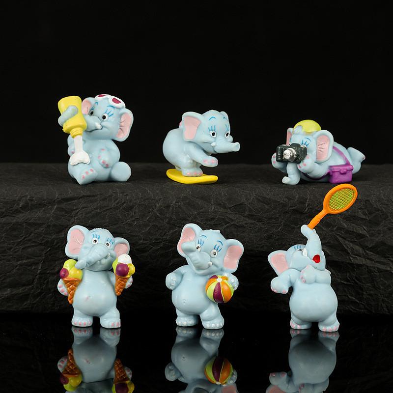 Elephant Doll 6pcs Toy Model Decoration Animation Cartoon Cute Material Pvc