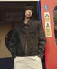 Travel Denim Suede Piping Collared Jacket Black