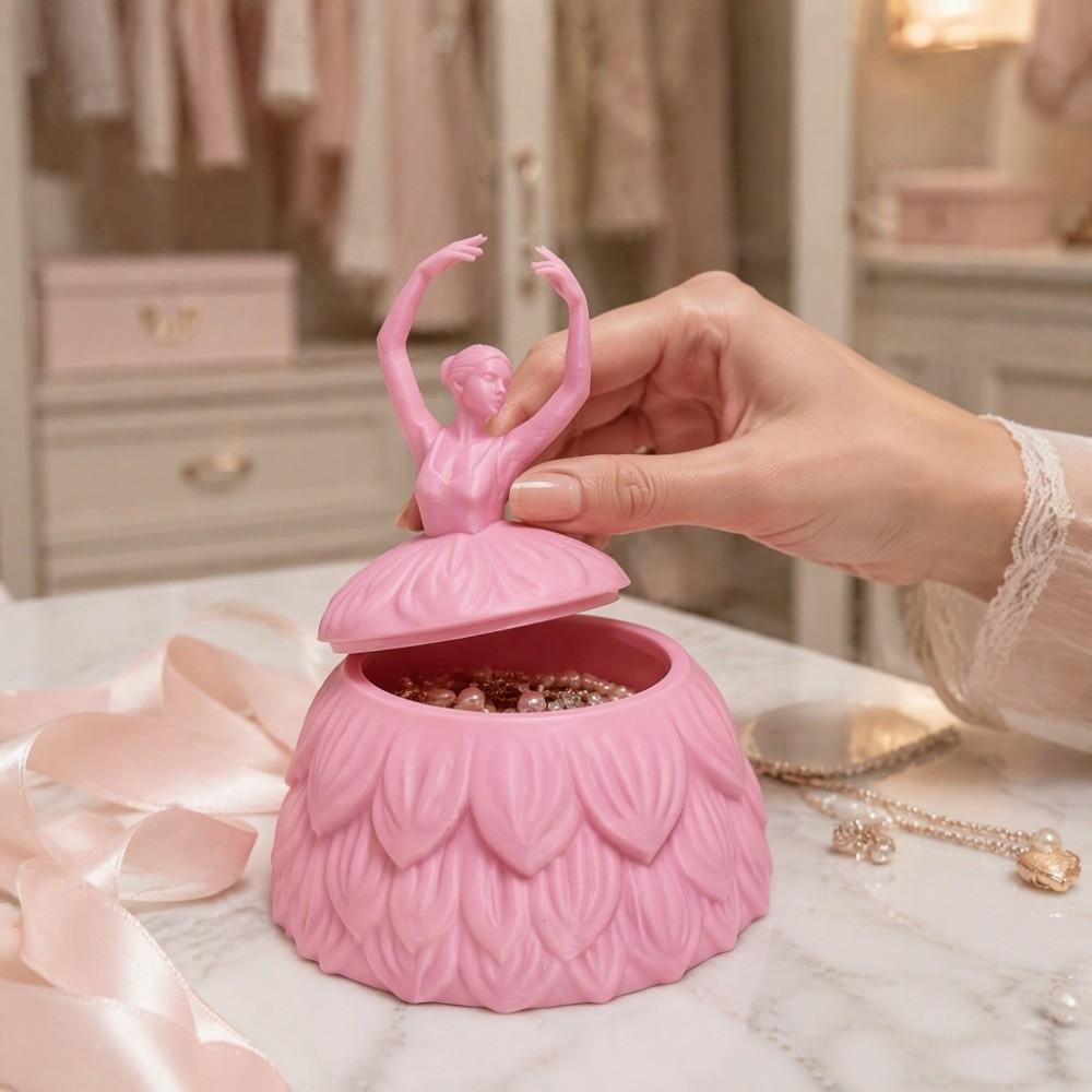 Plastic Angel Trinket Box Pink Jewelry Container Exquisite Ballet Dancer Jewelry Box Table Decor
