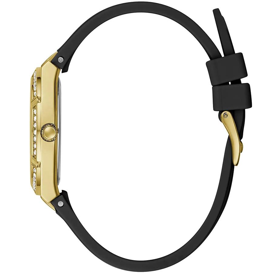 Guess Gold Dial Black Silicone Strap Women's Quartz Watch - GW0034L1