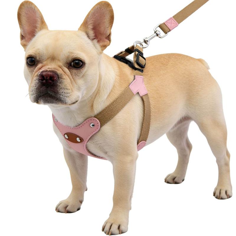 New Soft Leather Dog Vest Harness and Leash Set for Small Medium Dogs - Comfortable Escape-Proof Pet Harness Vest