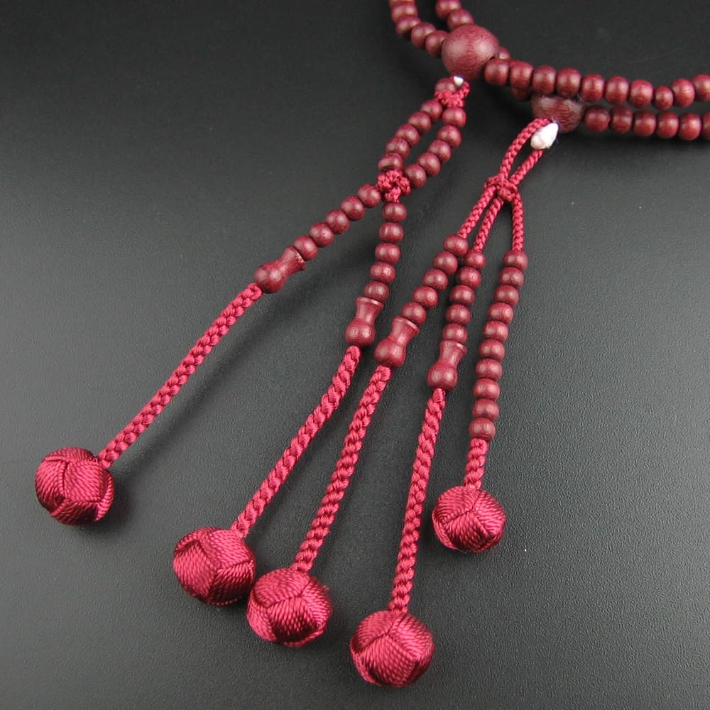 WONDERFUL LOTUS Myo  Lotus  Flower Women's Prayer Beads for Nichiren Buddhism, Purple Heart, 8-inch Round Beads, Small Size, Purple, Natural Wood