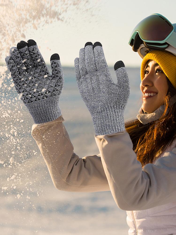 USB Heating Gloves Touch Screen Winter Snowboard Gloves Knitted Gloves Hand Warmer for Backpacking Riding Camping