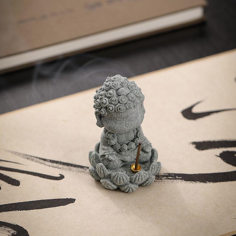 Four Not Small Buddha Incense Insert Tea Pets Household Zen Desktop Chinese Blue Sand Stone Ornament Living Room Indoor Seat