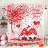 Valentine's Day Shower Curtain Romantic Red Rose Hearts Valentine's Day Genie Shower Curtain Set Shower Curtains Bathroom Decor