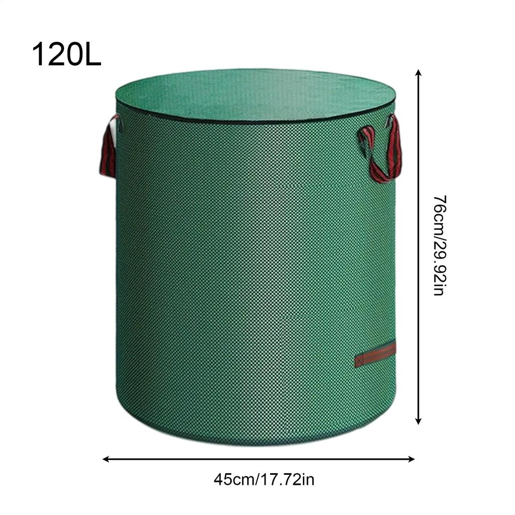 Large Capacity Garden Leaf Bag Branches and Fallen Leaves Collection Bag Dark Green PP Woven Reusable Plant Garbage Bag Supplies