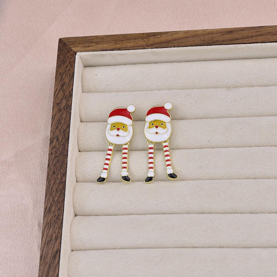 European and American Style Quirky Christmas Earrings - Long-Legged Santa Claus & Reindeer Cartoon Jewelry