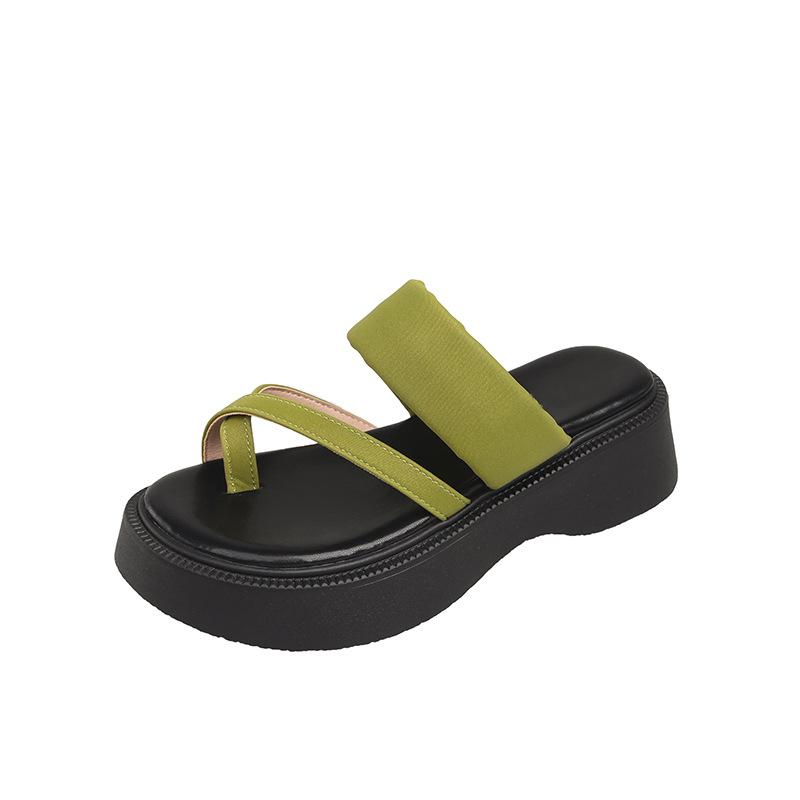 

Комплект женских тапочек, новая верхняя одежда лета 2025 года, классные тапочки с толстой подошвой, повседневные нескользящие туфли с открытым носком для песколовок 40 зелёный