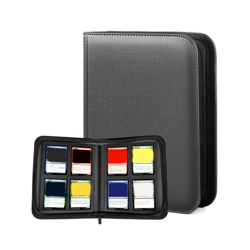 Álbum de Tarjetas de 4 Bolsillos Estuche para Tarjetas de Colección Capacidad 160 Cuero PU Carpeta para Tarjetas de Colección y Tarjetas Deportivas