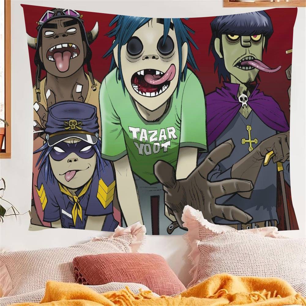 Virtual Rock Band Gorillaz Music Anime Tapestry Hanging Tarot Hippie Wall Rugs Dorm Home Decor