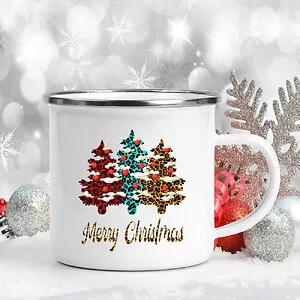 Snowman Deer Print Enamel Coffee Mugs Christmas Gifts New Year Party Wine Beer Juice Drink Tea Cups Mug Home Kitchen Drinkware