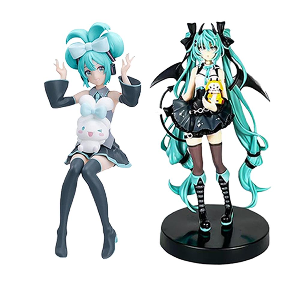 17CM Anime Hatsune Miku X Cinnamoroll Figure Anime Peripheral Collectible Models Decorative Decorations Children Kawaii Gift