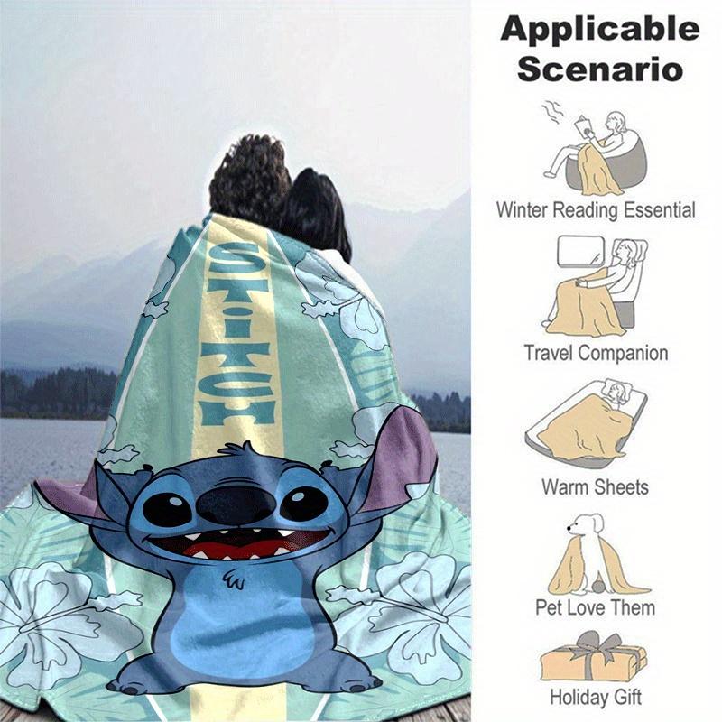 1pc Cute Stitch Printing Blanket - Soft, All-Season Throw for Living Room, Bedroom,Personalized Gift with Adorable Cartoon Design