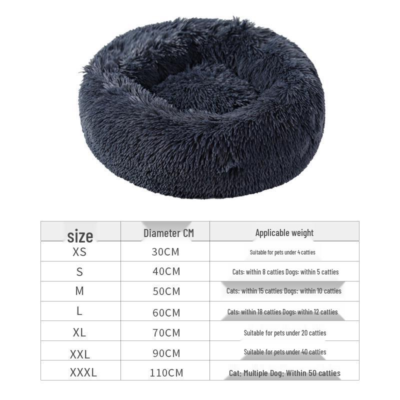 Warm Plush Pet Bed, Removable, Round for Cats & Dogs, All-Season