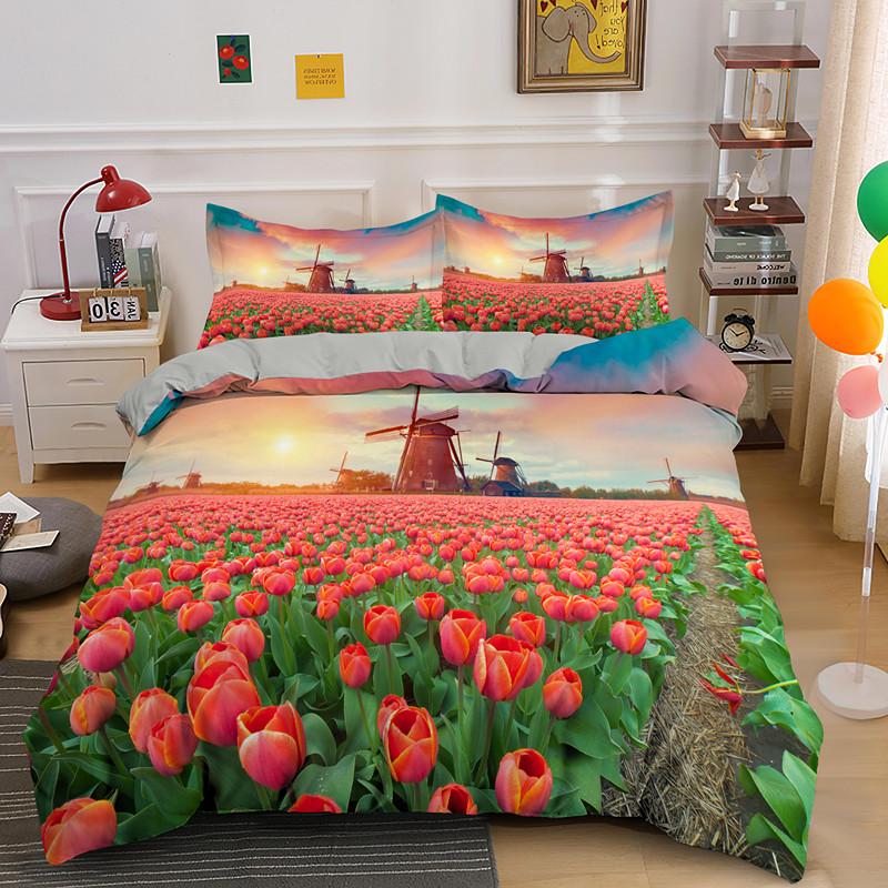 Beautiful Tulip Bedding Set Single Double Queen King Duvet Cover With Pillowcase Bed Sets Home Textile Drop Shipping