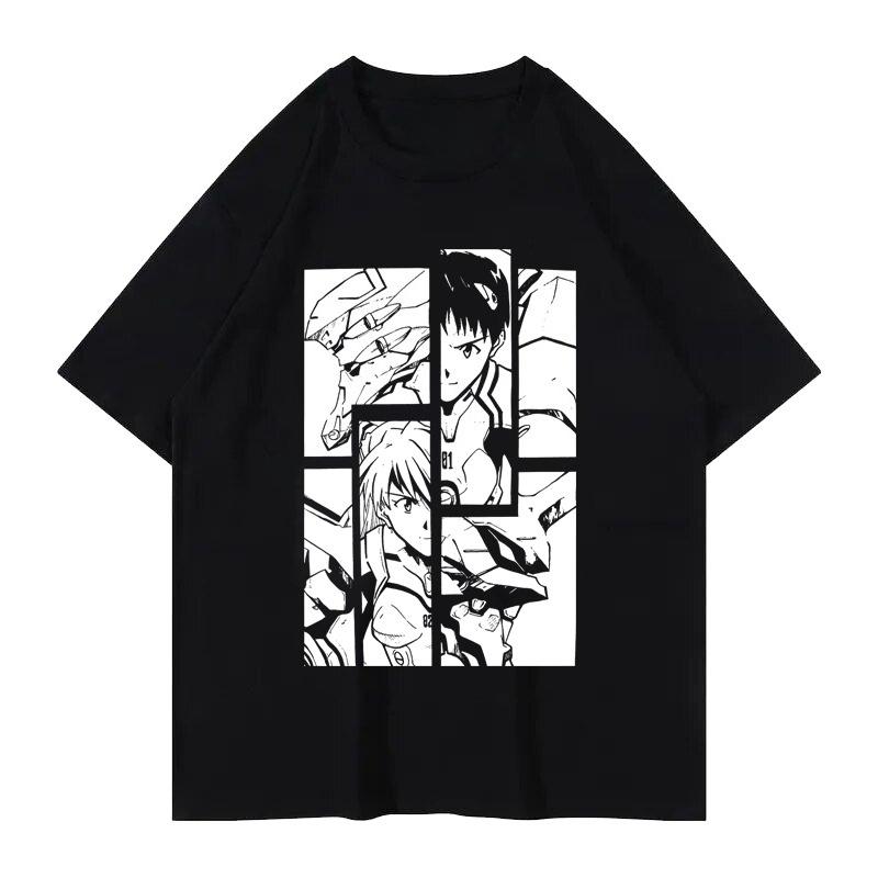 Summer 2026 EVA Graphic T Shirts Mens Clothing Y2k Cotton Loose Casual Womens Short Sleeved Tee Tops Japanese Anime Peripheral