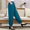 Women's Summer New High Waist Elastic Wide Leg Pants Fashionable Solid Pockets Soft Mosquito Proof Loose Versatile Lantern Pants