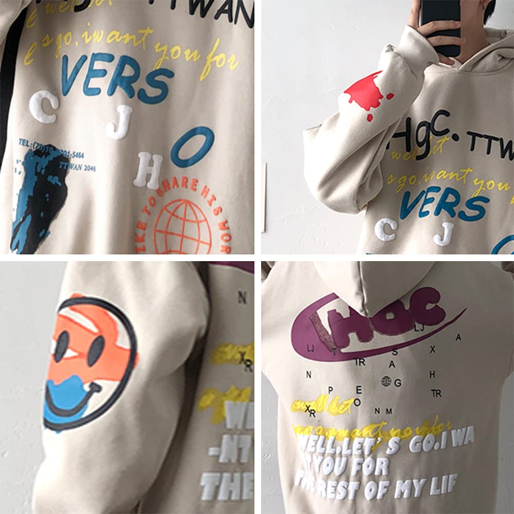 Long Sleeve Hoodie with Back Loose Plus Hip Korean Size 3XL [foveitaa] Men's Print, Fit, Casual, Stylish, Sizes, Hop, Popular, Style, Fall/Winter