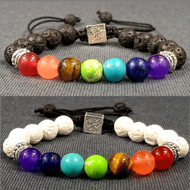 European & American Bestselling Volcanic Stone Rainbow Bracelets - Unisex Couples Set