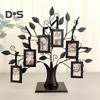 Family Tree Picture Frame Metal Tree Photo Frame Stand with 6 Ornamental 1.77" X 2.56"/2.17" X 3.15" Frames for Wall Table Decor