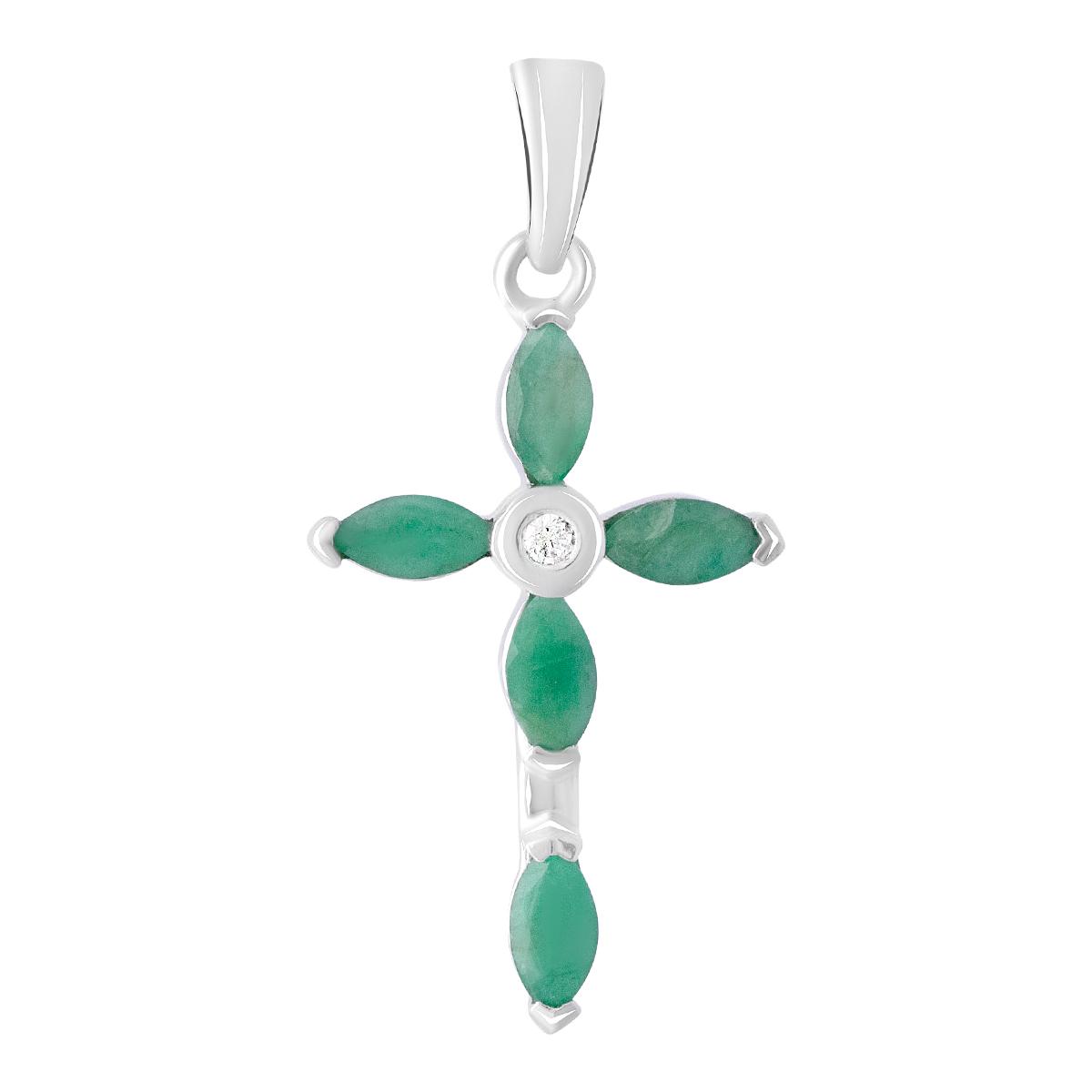 

Срібний хрестик зі смарагдом (2107002) смарагдовий