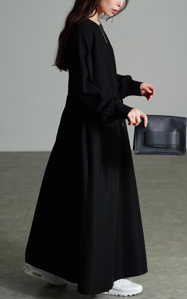 Gold Japan Plus Size Long Dolman Perfect for and Size Women's Dress, Sleeve, Knit, Stretch, Flared, Fall, Winter, Spring, 4L, Black, Sum-0028