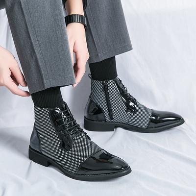 Men's Classic Business Shoes High Top Leather Square Toe Lace-up Mens Dress Office Flats Men Fashion Wedding Party Oxfords