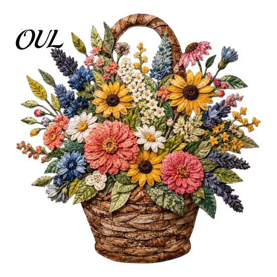 Handgefertigte Heimdeko-Projekte Blumenkorb Patchwork DIY-Set, Schichtblumen Bastel-Entspannungs-Bastelhobby für Frauen 3D Floral