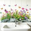 Waterproof Removable Floral Wall Stickers No Residue Adhesive Decals for Sink Area Bathroom Wall Art Decoration
