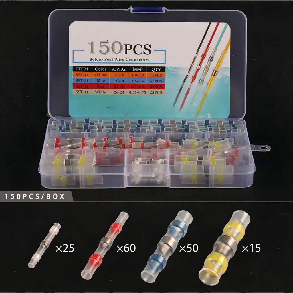 Waterproof Heat Shrink Solder Ring Set: 50-Piece Crimp-Free Insulated Wire Connectors